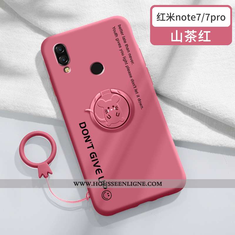 Étui Xiaomi Redmi Note 7 Tendance Silicone Créatif Coque Rat Personnalité Support Rouge