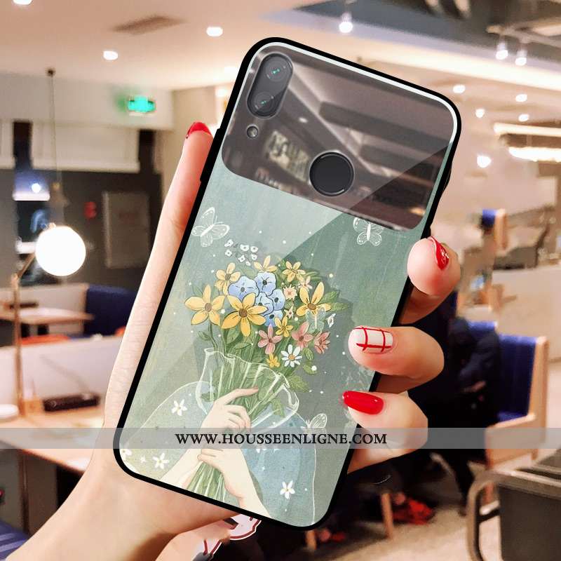 Étui Xiaomi Redmi Note 7 Verre Charmant Petit Téléphone Portable Vert Coque Maquillage Verte
