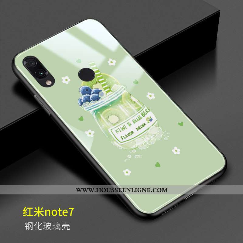 Étui Xiaomi Redmi Note 7 Verre Personnalité Petit Frais Rose Bleu Coque