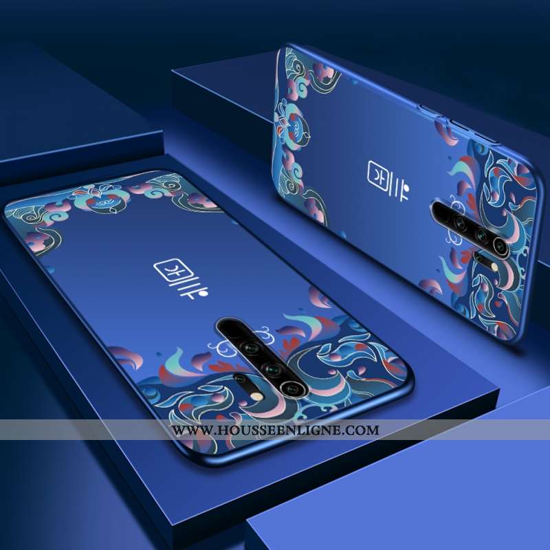 Étui Xiaomi Redmi Note 8 Pro Délavé En Daim Personnalité Rouge Difficile Bleu Téléphone Portable Coq