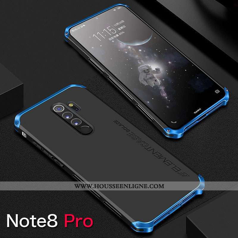 Étui Xiaomi Redmi Note 8 Pro Métal Protection Coque Tout Compris Petit Téléphone Portable Noir