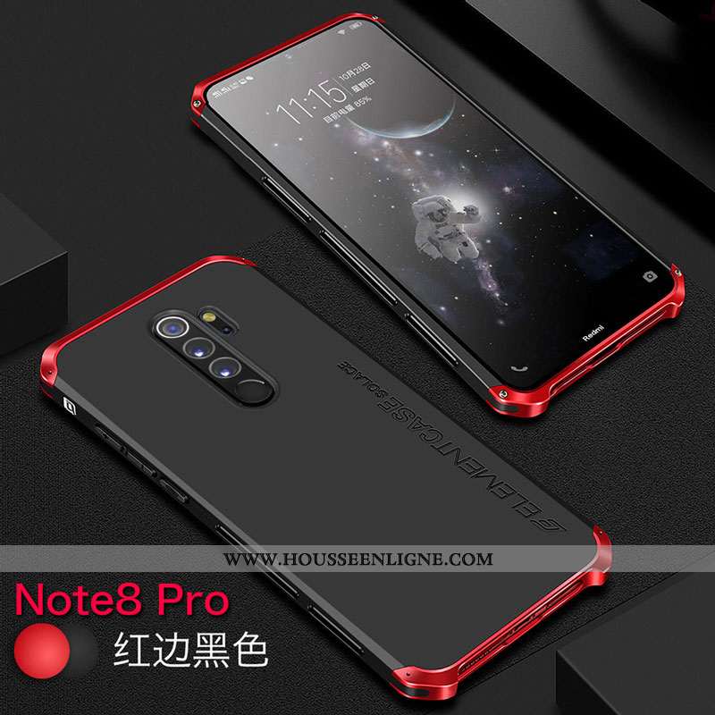 Étui Xiaomi Redmi Note 8 Pro Métal Protection Coque Tout Compris Petit Téléphone Portable Noir