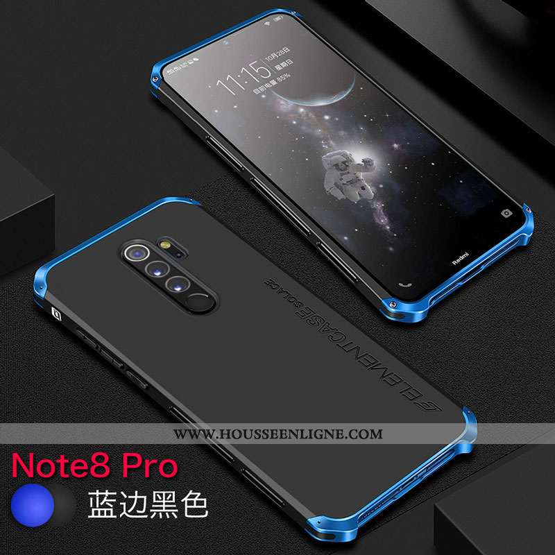 Étui Xiaomi Redmi Note 8 Pro Métal Protection Coque Tout Compris Petit Téléphone Portable Noir