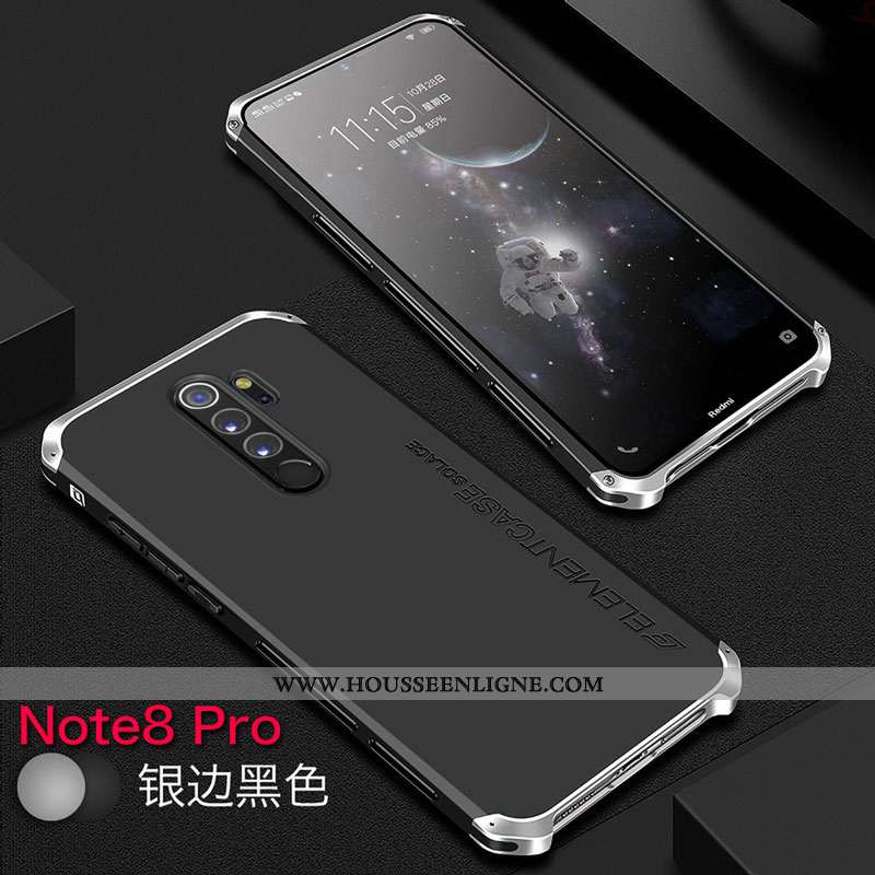 Étui Xiaomi Redmi Note 8 Pro Métal Protection Coque Tout Compris Petit Téléphone Portable Noir