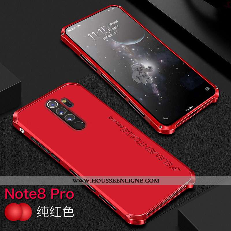 Étui Xiaomi Redmi Note 8 Pro Métal Protection Coque Tout Compris Petit Téléphone Portable Noir