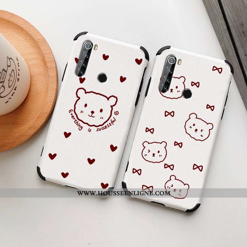 Étui Xiaomi Redmi Note 8 Pro Silicone Mode Incassable Petit Coque Rouge Téléphone Portable Blanche