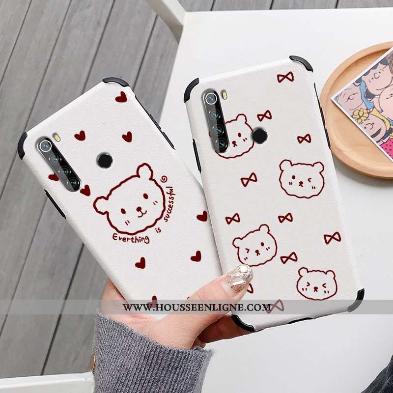 Étui Xiaomi Redmi Note 8 Pro Silicone Mode Incassable Petit Coque Rouge Téléphone Portable Blanche