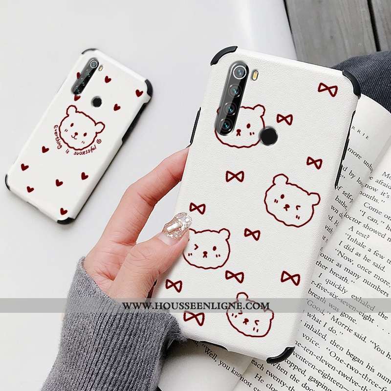 Étui Xiaomi Redmi Note 8 Pro Silicone Mode Incassable Petit Coque Rouge Téléphone Portable Blanche
