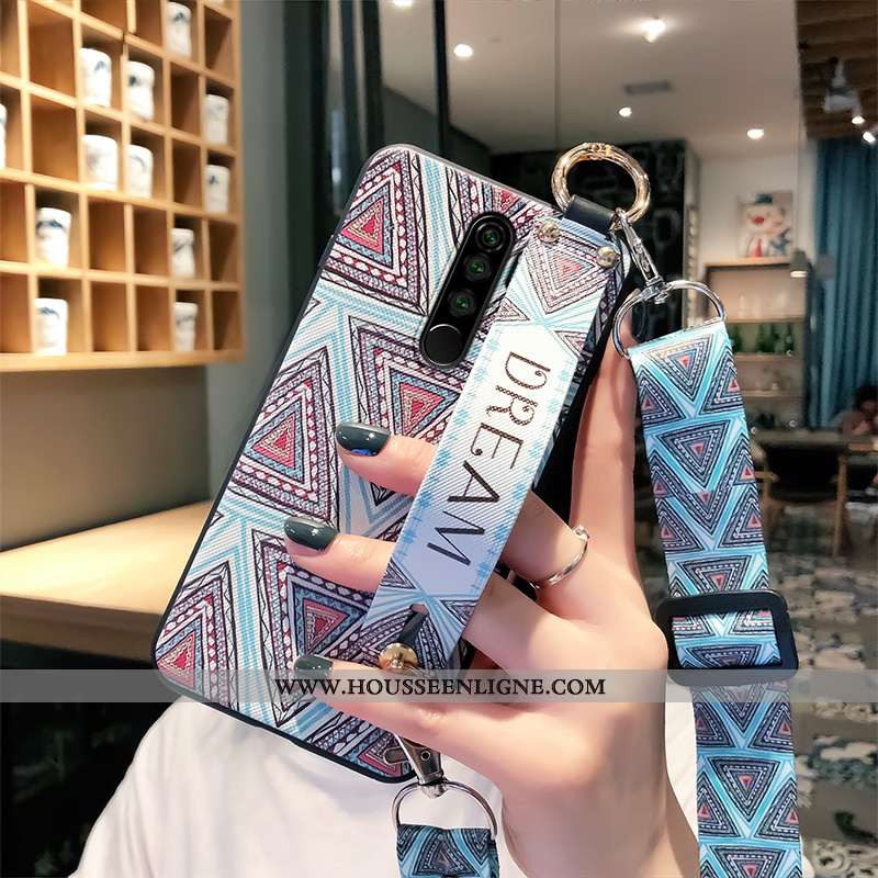 Étui Xiaomi Redmi Note 8 Pro Vintage Tendance Mode Bleu Petit Rouge Tout Compris