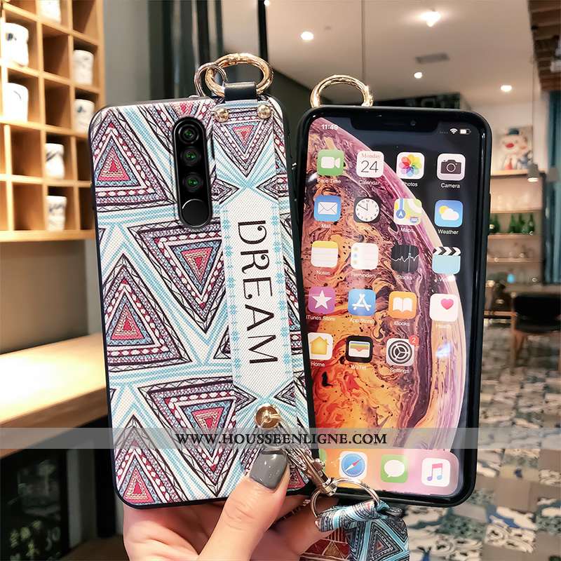Étui Xiaomi Redmi Note 8 Pro Vintage Tendance Mode Bleu Petit Rouge Tout Compris