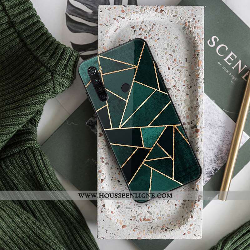 Étui Xiaomi Redmi Note 8t Créatif Tendance Verre Silicone Rouge Simple Petit Verte
