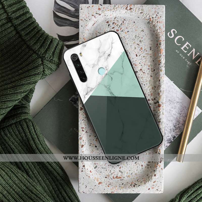 Étui Xiaomi Redmi Note 8t Créatif Tendance Verre Silicone Rouge Simple Petit Verte