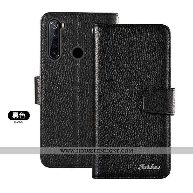 Étui Xiaomi Redmi Note 8t Protection Cuir Véritable Téléphone Portable Petit Housse Carte Marron