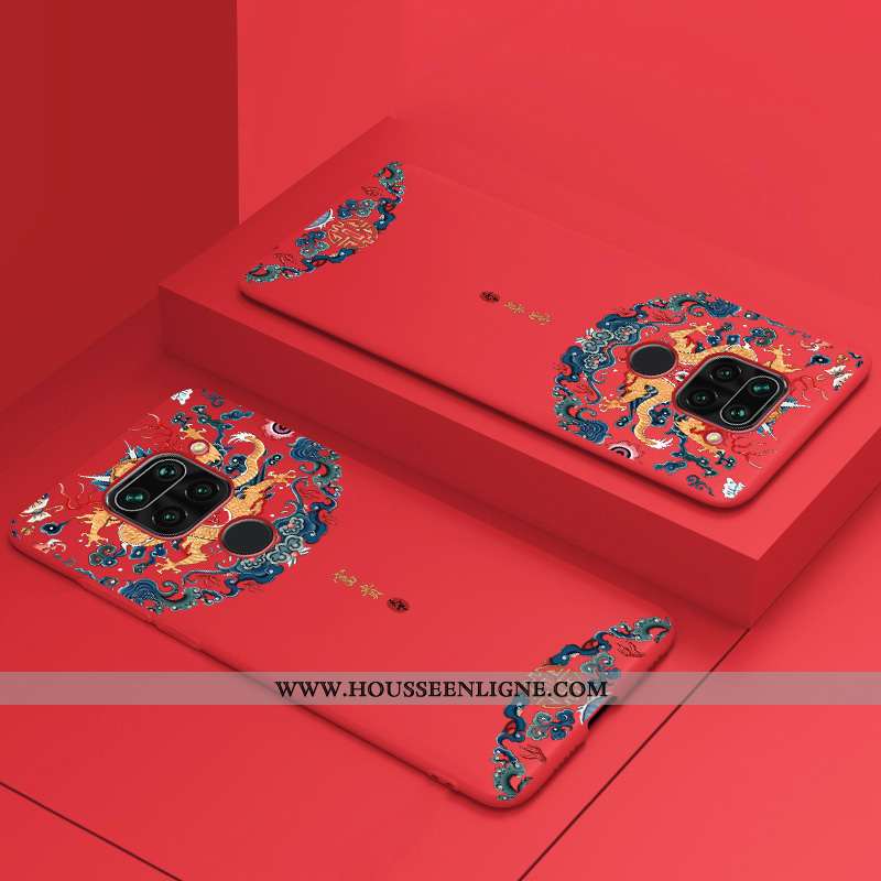 Étui Xiaomi Redmi Note 9 Fluide Doux Silicone Simple Rouge Protection Coque Blanc Blanche