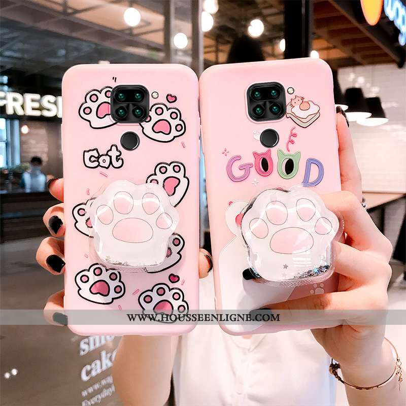 Étui Xiaomi Redmi Note 9 Silicone Protection Petit Charmant Dessin Animé Coque Incassable Rose