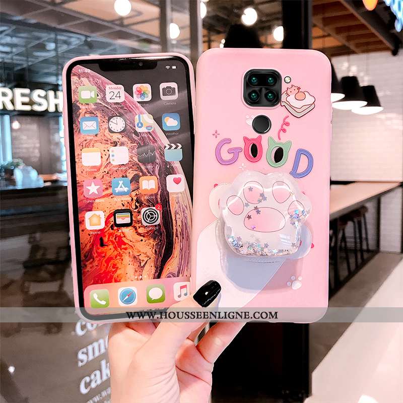 Étui Xiaomi Redmi Note 9 Silicone Protection Petit Charmant Dessin Animé Coque Incassable Rose
