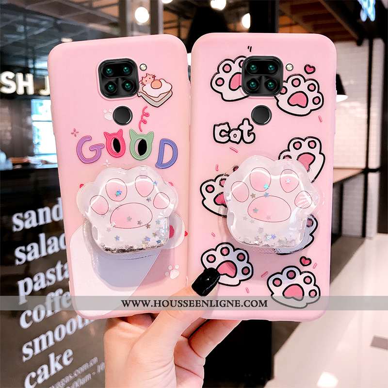 Étui Xiaomi Redmi Note 9 Silicone Protection Petit Charmant Dessin Animé Coque Incassable Rose