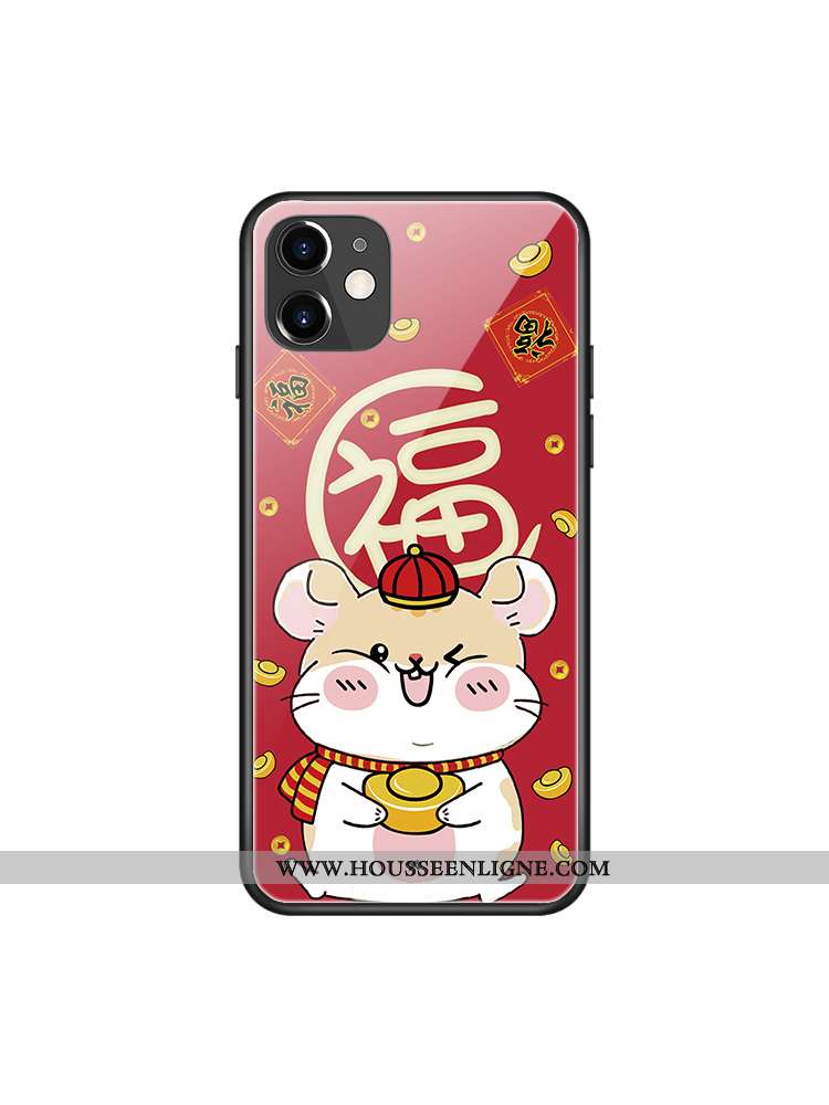 Étui iPhone 11 Charmant Silicone Verre Rouge Coque Miroir Créatif