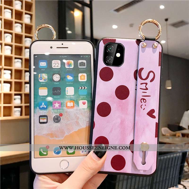 Étui iPhone 11 Charmant Tendance Coque Téléphone Portable Ornements Suspendus Tout Compris Rose