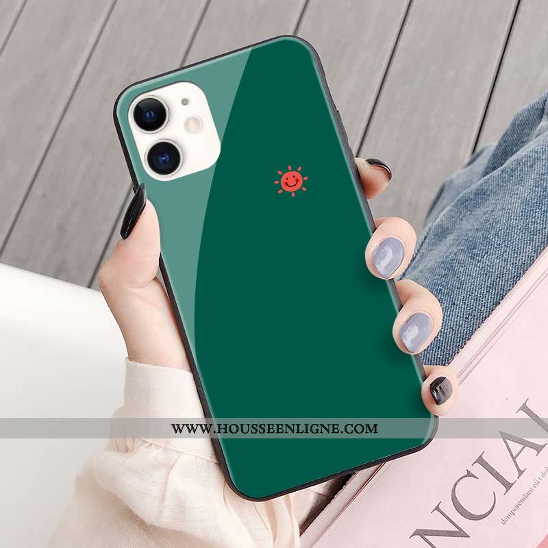 Étui iPhone 11 Créatif Mode Amoureux Verre Frais Simple Téléphone Portable Blanche