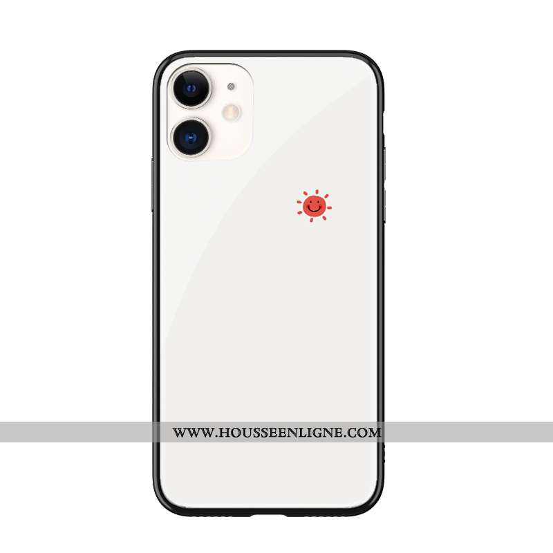 Étui iPhone 11 Créatif Mode Amoureux Verre Frais Simple Téléphone Portable Blanche