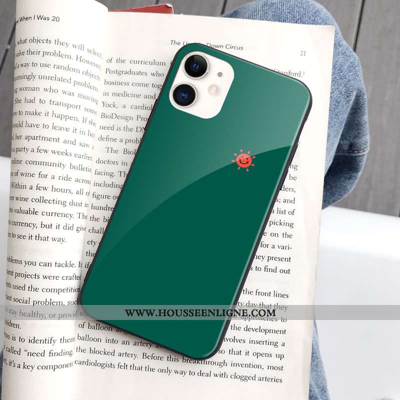 Étui iPhone 11 Créatif Mode Amoureux Verre Frais Simple Téléphone Portable Blanche