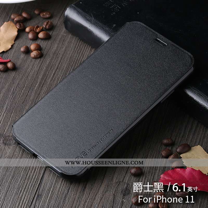 Étui iPhone 11 Cuir Protection Housse Tout Compris Personnalité Incassable Noir