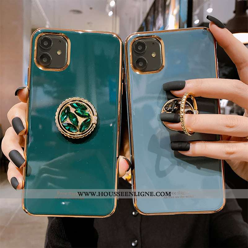 Étui iPhone 11 Fluide Doux Silicone Tout Compris Téléphone Portable Bleu Vert