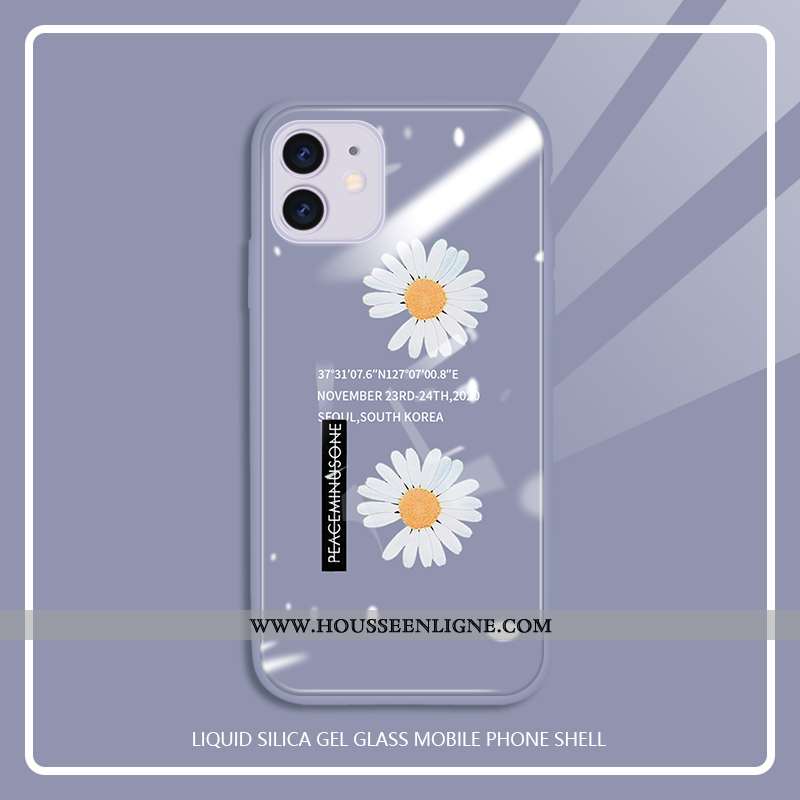 Étui iPhone 11 Fluide Doux Verre Tendance Coque Nouveau Tempérer Incassable Violet
