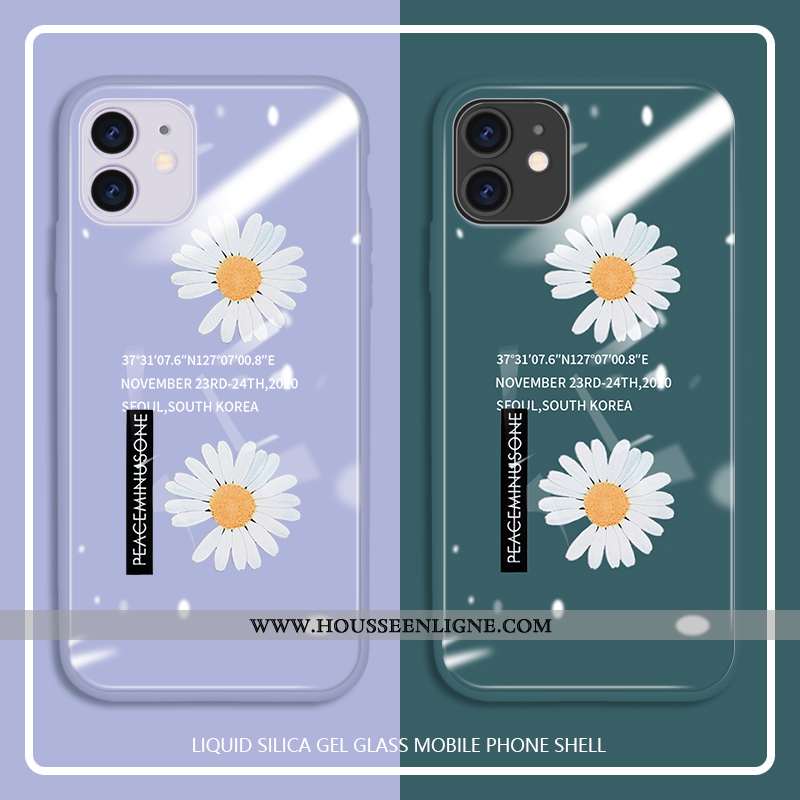Étui iPhone 11 Fluide Doux Verre Tendance Coque Nouveau Tempérer Incassable Violet