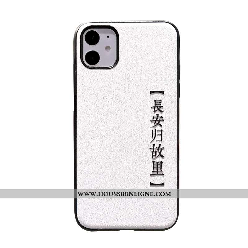 Étui iPhone 11 Gaufrage Charmant Noir Simple Coque Amoureux Soie Mulberry