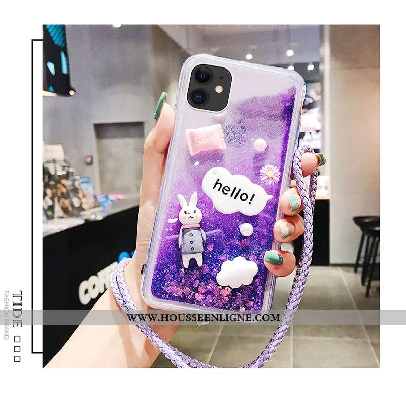 Étui iPhone 11 Personnalité Créatif Nouveau Tendance Quicksand Incassable Violet