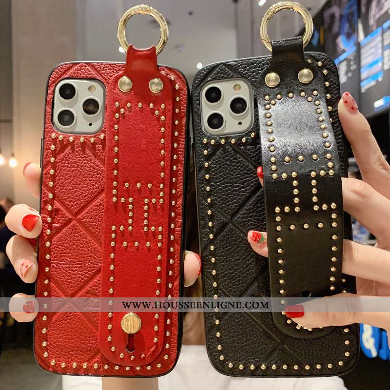 Étui iPhone 11 Pro Cuir Mode Téléphone Portable Tendance Incassable Tout Compris Rouge