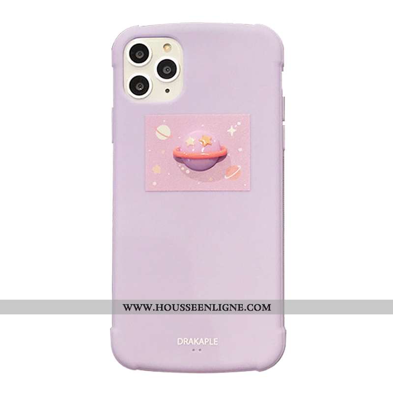 Étui iPhone 11 Pro Fluide Doux Délavé En Daim Couleur Unie Incassable Planète Tout Compris Coque Ros