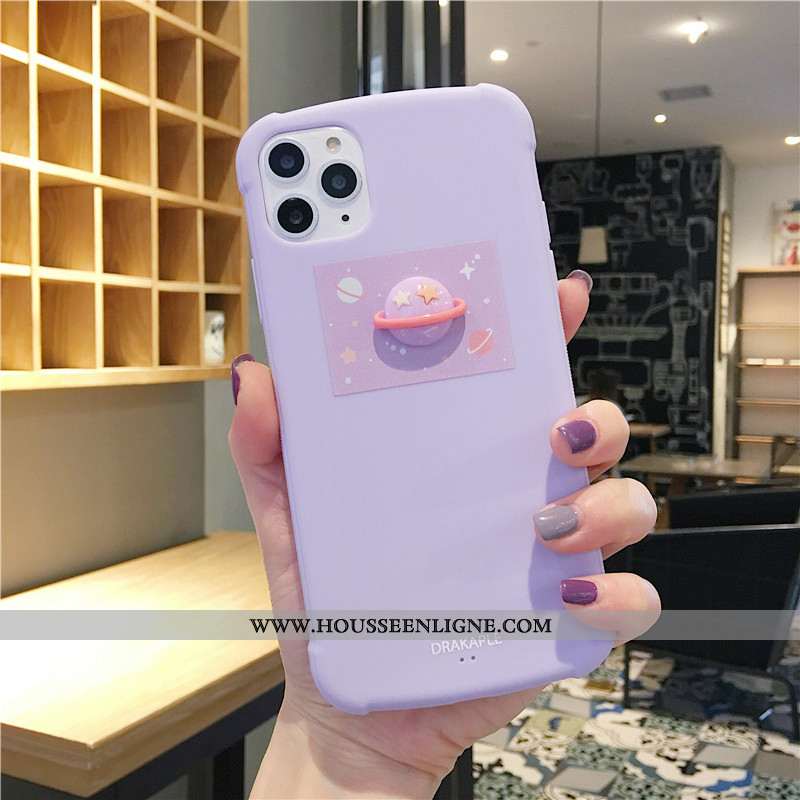 Étui iPhone 11 Pro Fluide Doux Délavé En Daim Couleur Unie Incassable Planète Tout Compris Coque Ros