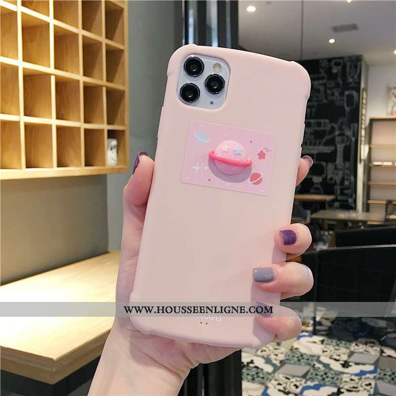 Étui iPhone 11 Pro Fluide Doux Délavé En Daim Couleur Unie Incassable Planète Tout Compris Coque Ros