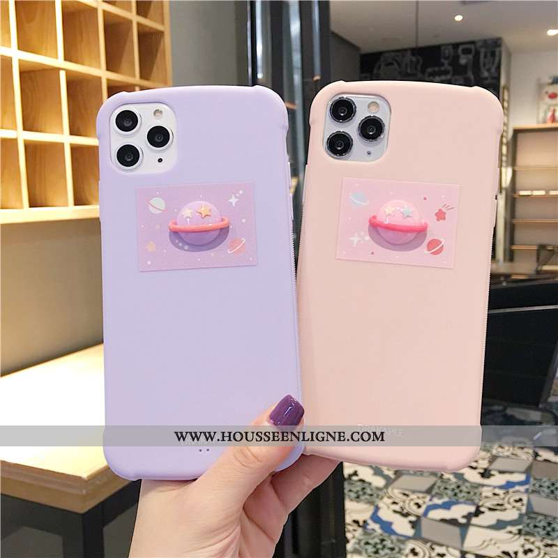 Étui iPhone 11 Pro Fluide Doux Délavé En Daim Couleur Unie Incassable Planète Tout Compris Coque Ros