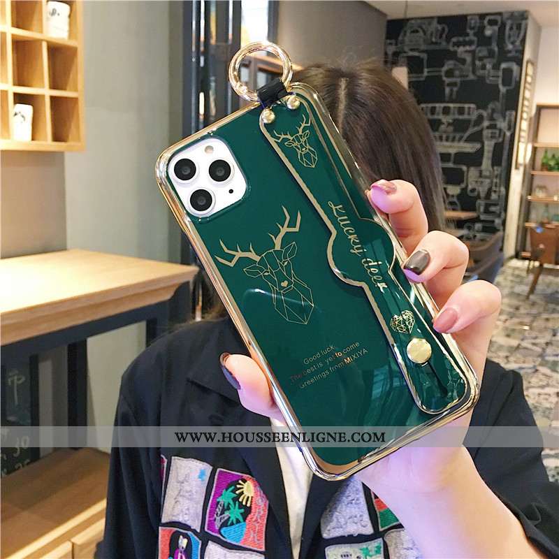 Étui iPhone 11 Pro Fluide Doux Luxe Amoureux Téléphone Portable Placage Tout Compris Verte