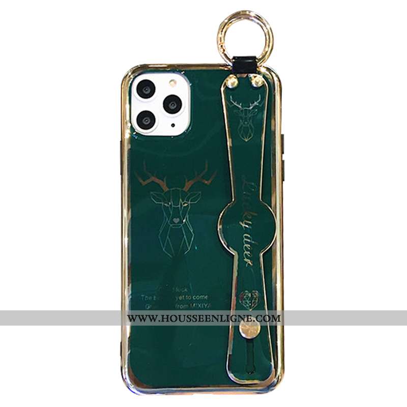 Étui iPhone 11 Pro Fluide Doux Luxe Amoureux Téléphone Portable Placage Tout Compris Verte