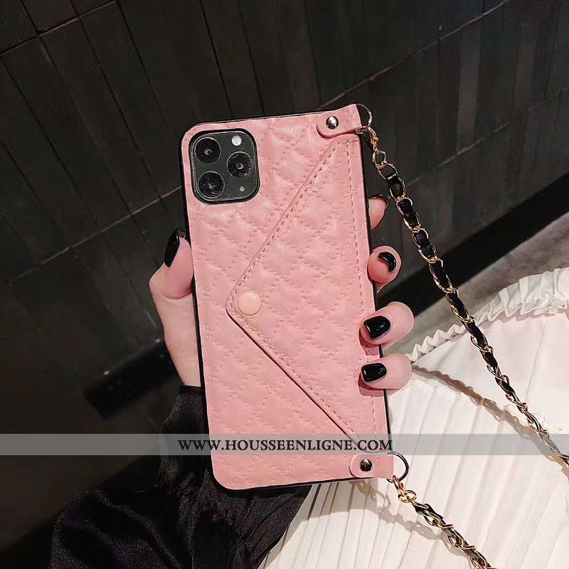 Étui iPhone 11 Pro Luxe Personnalité Créatif Support Cuir Luxe Rose