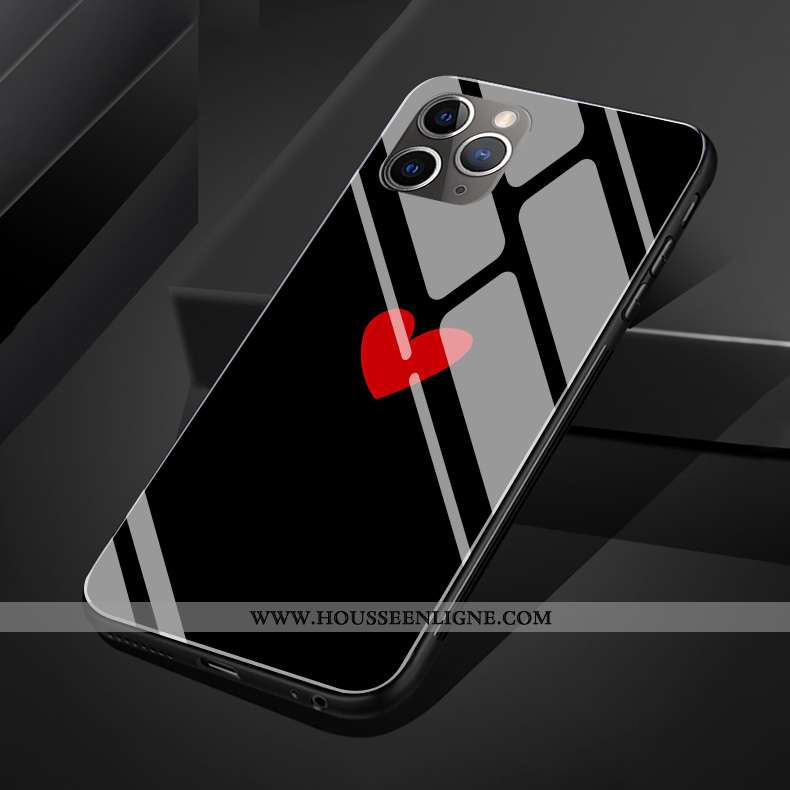 Étui iPhone 11 Pro Max Charmant Silicone Amoureux Verre Coque Téléphone Portable Simple Violet