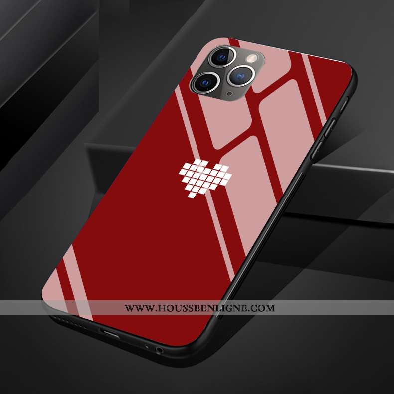 Étui iPhone 11 Pro Max Charmant Silicone Amoureux Verre Coque Téléphone Portable Simple Violet