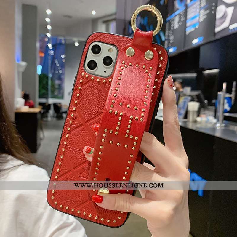 Étui iPhone 11 Pro Max Créatif Cuir Véritable Orange Tendance Tout Compris Luxe Mode