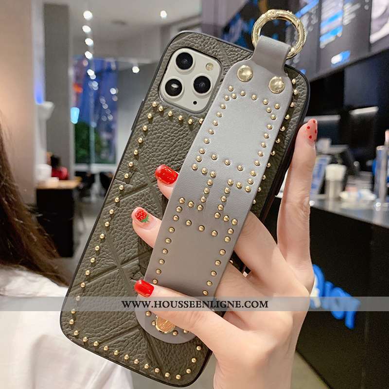 Étui iPhone 11 Pro Max Créatif Cuir Véritable Orange Tendance Tout Compris Luxe Mode