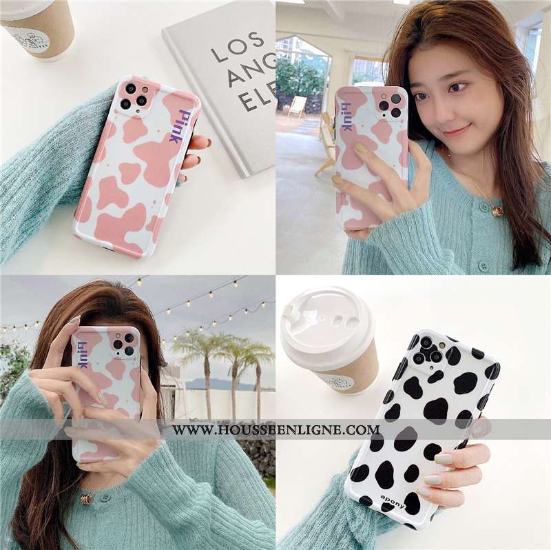 Étui iPhone 11 Pro Max Créatif Modèle Fleurie Personnalité Incassable Noir Téléphone Portable Simple