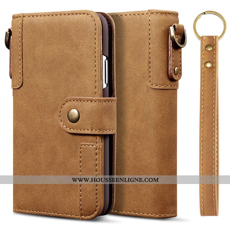 Étui iPhone 11 Pro Max Cuir Véritable Tout Compris Téléphone Portable Coque Luxe Clamshell Marron