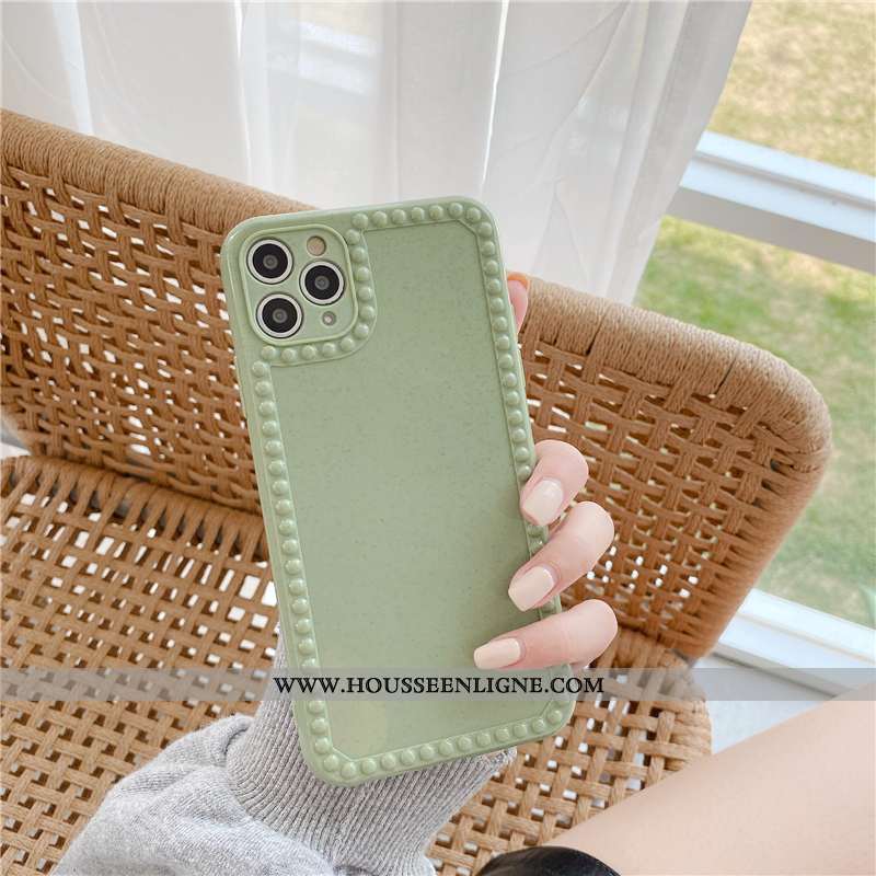Étui iPhone 11 Pro Max Fluide Doux Silicone Téléphone Portable Créatif Amoureux Couleur Unie Verte