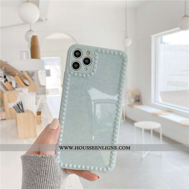 Étui iPhone 11 Pro Max Fluide Doux Silicone Téléphone Portable Créatif Amoureux Couleur Unie Verte
