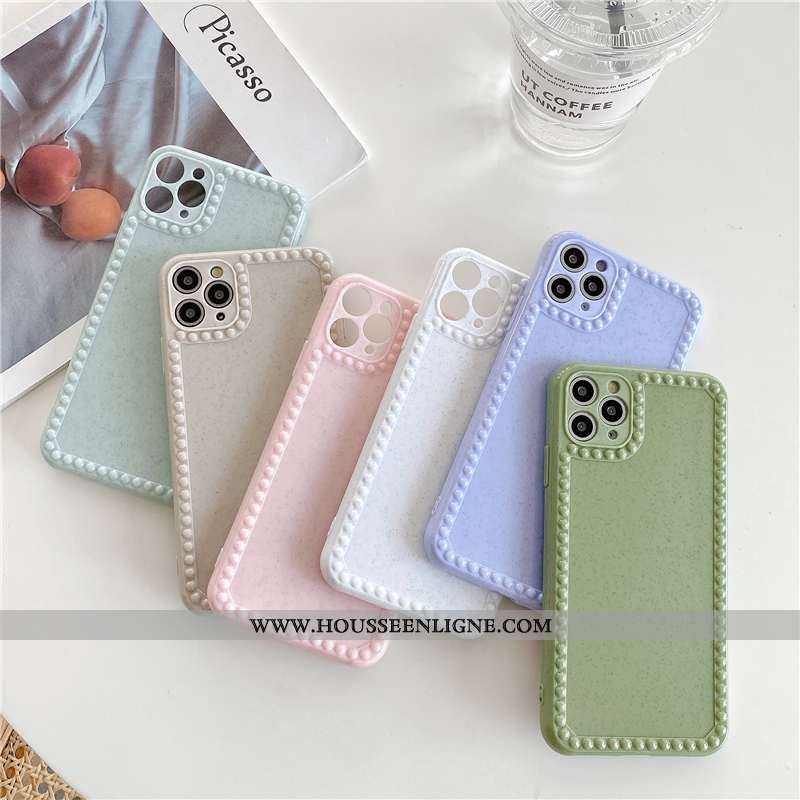 Étui iPhone 11 Pro Max Fluide Doux Silicone Téléphone Portable Créatif Amoureux Couleur Unie Verte