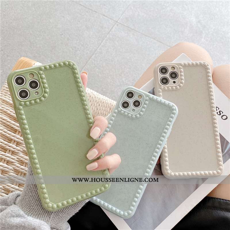 Étui iPhone 11 Pro Max Fluide Doux Silicone Téléphone Portable Créatif Amoureux Couleur Unie Verte